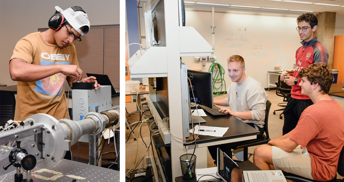 Students working in new spaces.