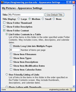Appearance Settings Dialog