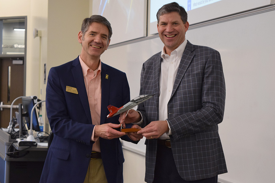 Photo of Bill Crossley and Ted Torgerson with model plane