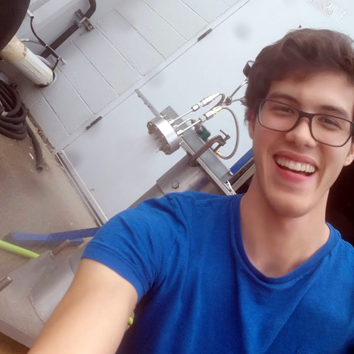 Roy Ramirez testing rocket equipment in the Purdue propulsion lab