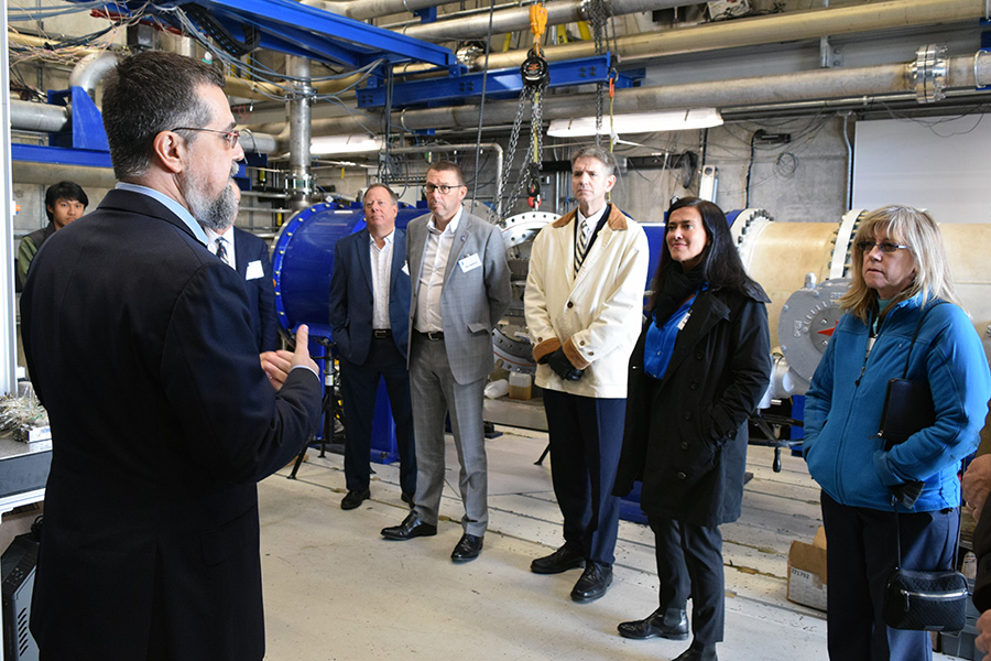 Boeing and Rolls-Royce representatives touring Purdue's Zucrow Labs.