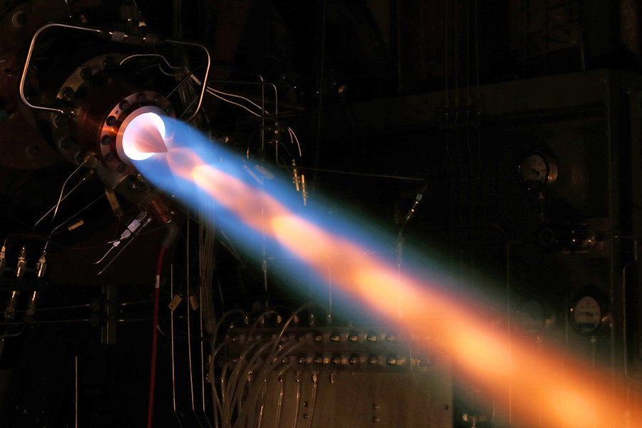 rotating detonation engine in operation