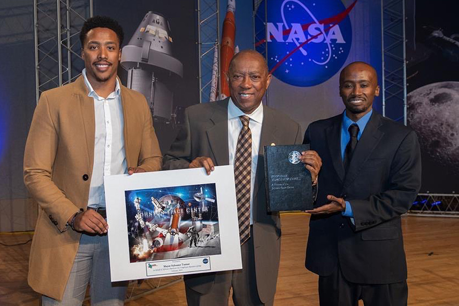 Kamwana Mwara at JSC with Houston's mayor