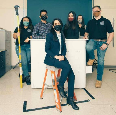 The research team. From left: Kaylee Dillard, Aditya Mane, Sogand Hasanzadeh, Beyza Kiper, Makayla Simpson and Doug Hermo.