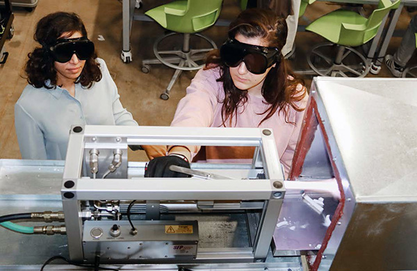 Laura Ajala (right) from Campinas, Brazil, was one of the students selected to participate in the 2022 PONTES program. She joined a research team led by Nusrat Jung (left), assistant professor of civil engineering.