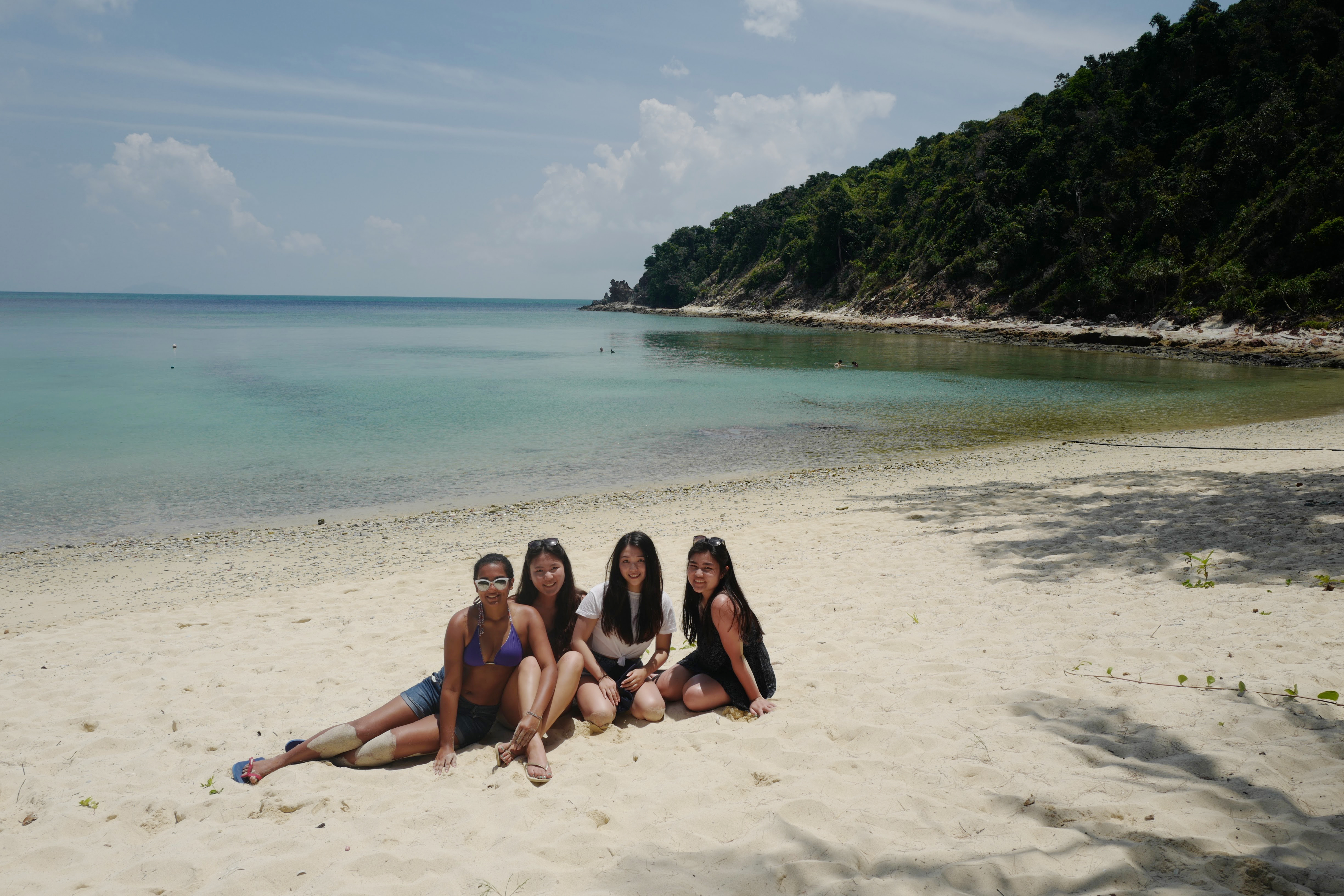 photo of Pujitha Desiraju and fellow students on Sibu Island off the coast of Malaysia