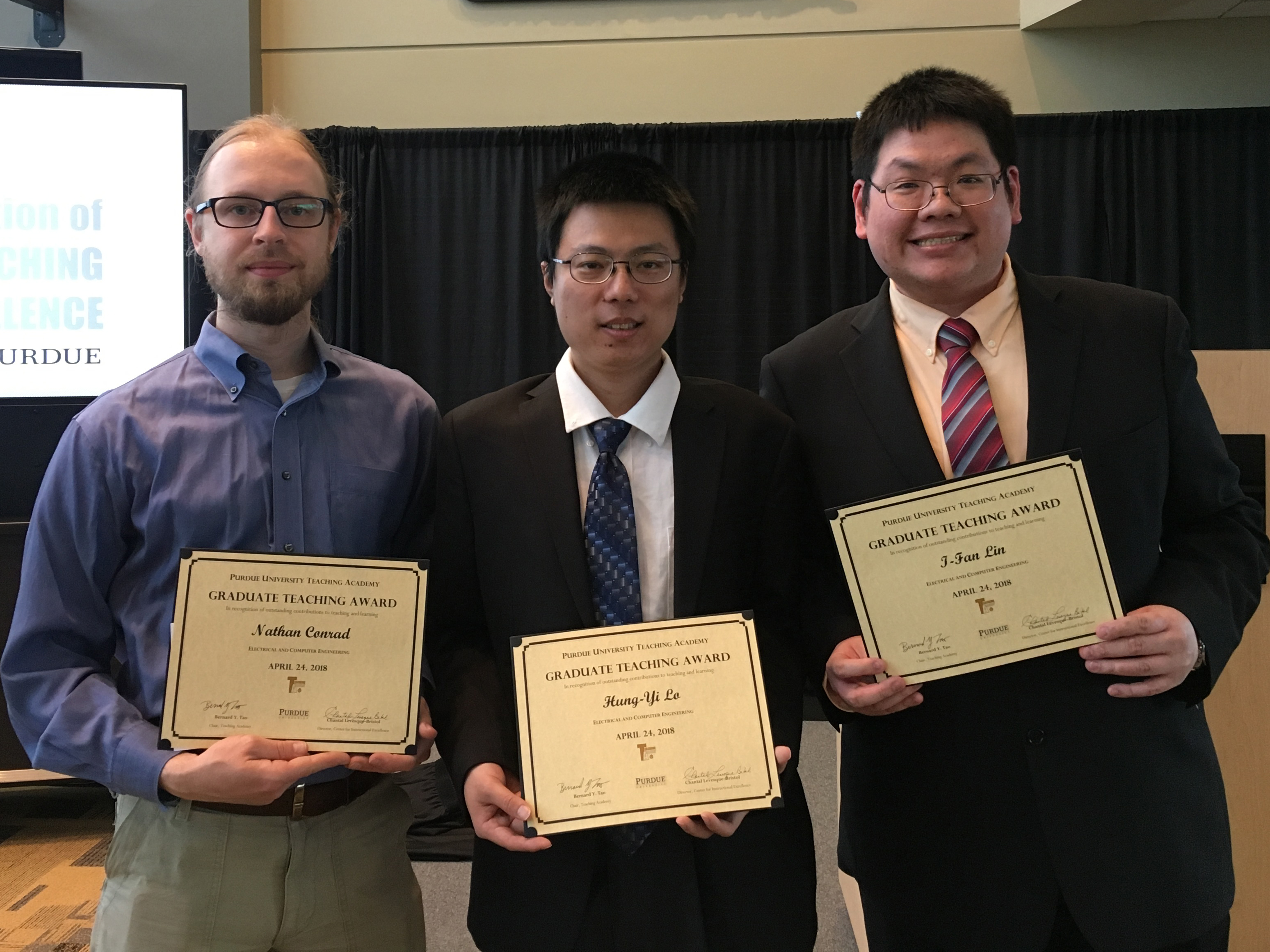 ECE recipients of Teaching Academy Graduate Teaching Award