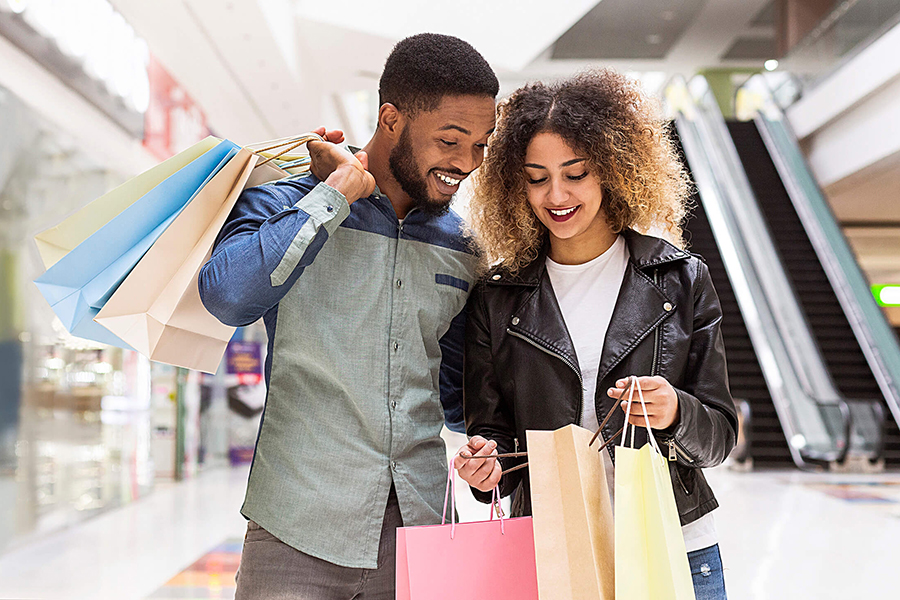 stock image of couple shopping