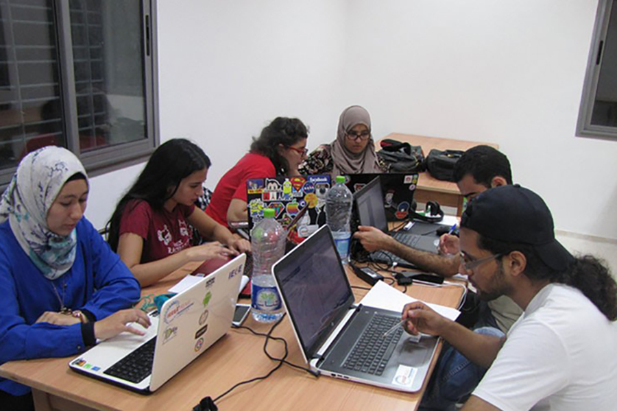 team members working on creating problem sets