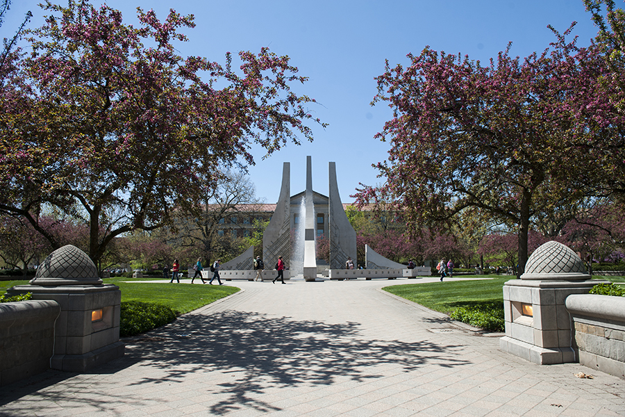 photo of engineering fountain on purdue's campus