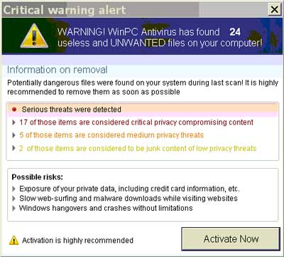 Critical warning alert