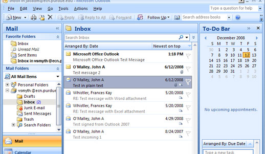 Main Outlook Window