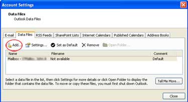 Screenshot of Account Settings window.