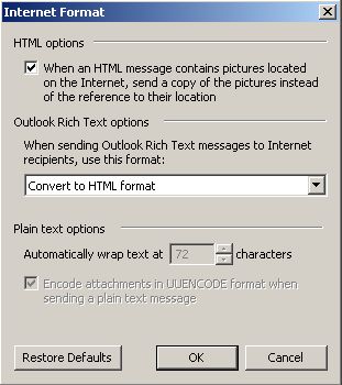 Internet Format Options