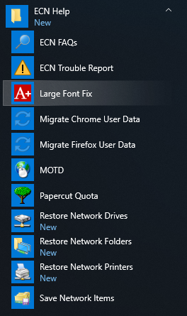 Start, ECN Help, Large Font Fix image