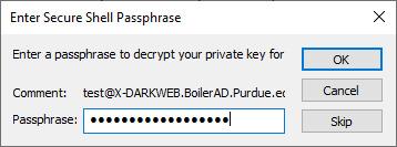 Enter Secure Shell Passphrase
