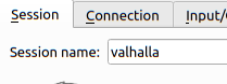 screen capture of x2go client focused on the session name and an example session name