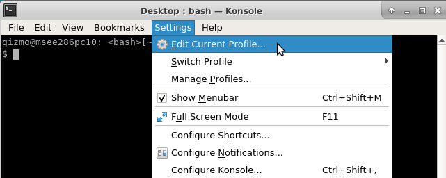 Click on the "Edit Current Profile" menu item