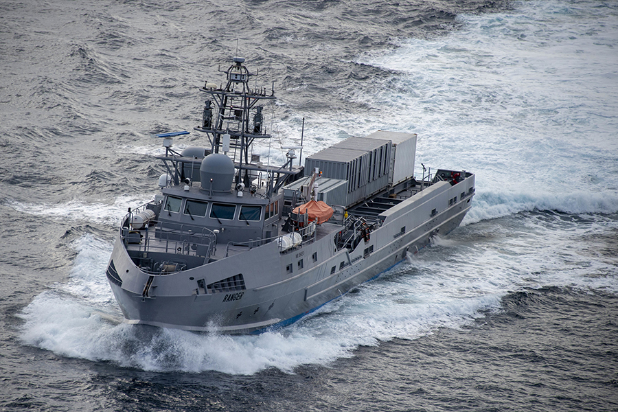 Photo of ship at sea.