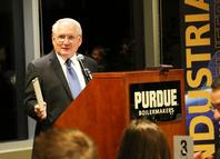 Alumnus Dennis Clark demonstrated a slide rule