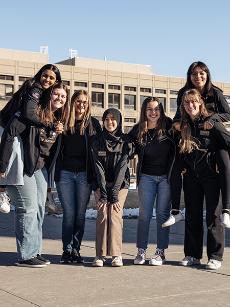 Students in WiE posing for a photo on campus in Indianapolis